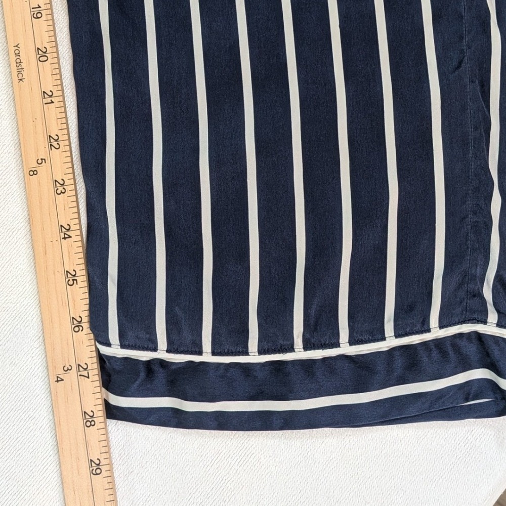 Eberjey 100% Silk Pajama Set Womens XS Navy White Stripe Long Sleeve PJ - Picture 9 of 13